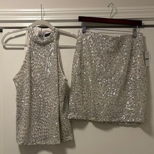 New with tags silver sequin 2 piece dress